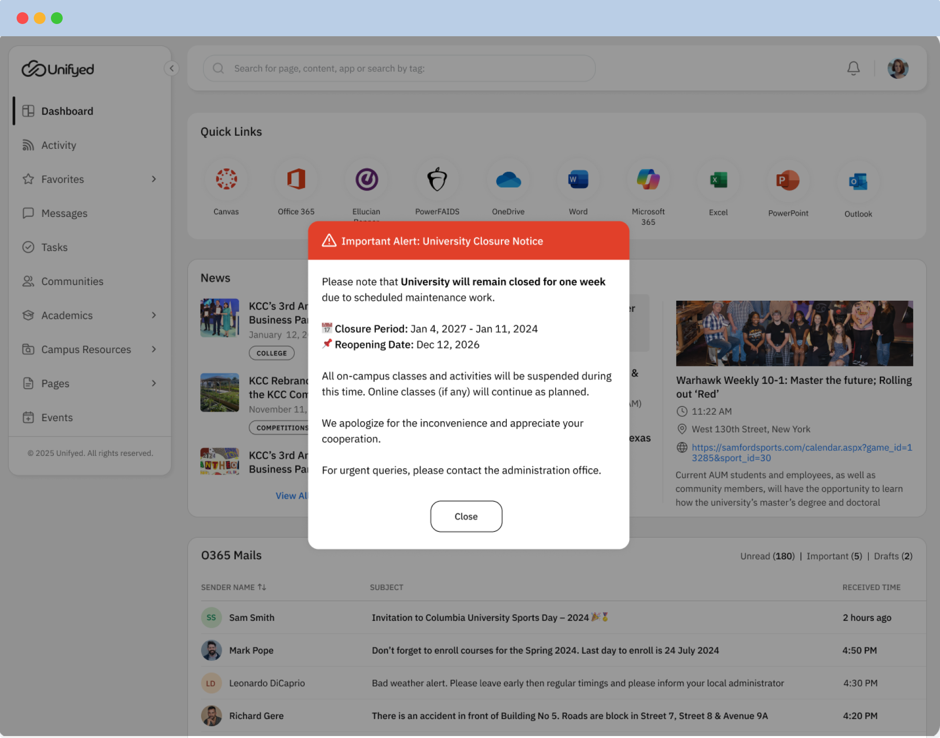 Announcements and Alerts