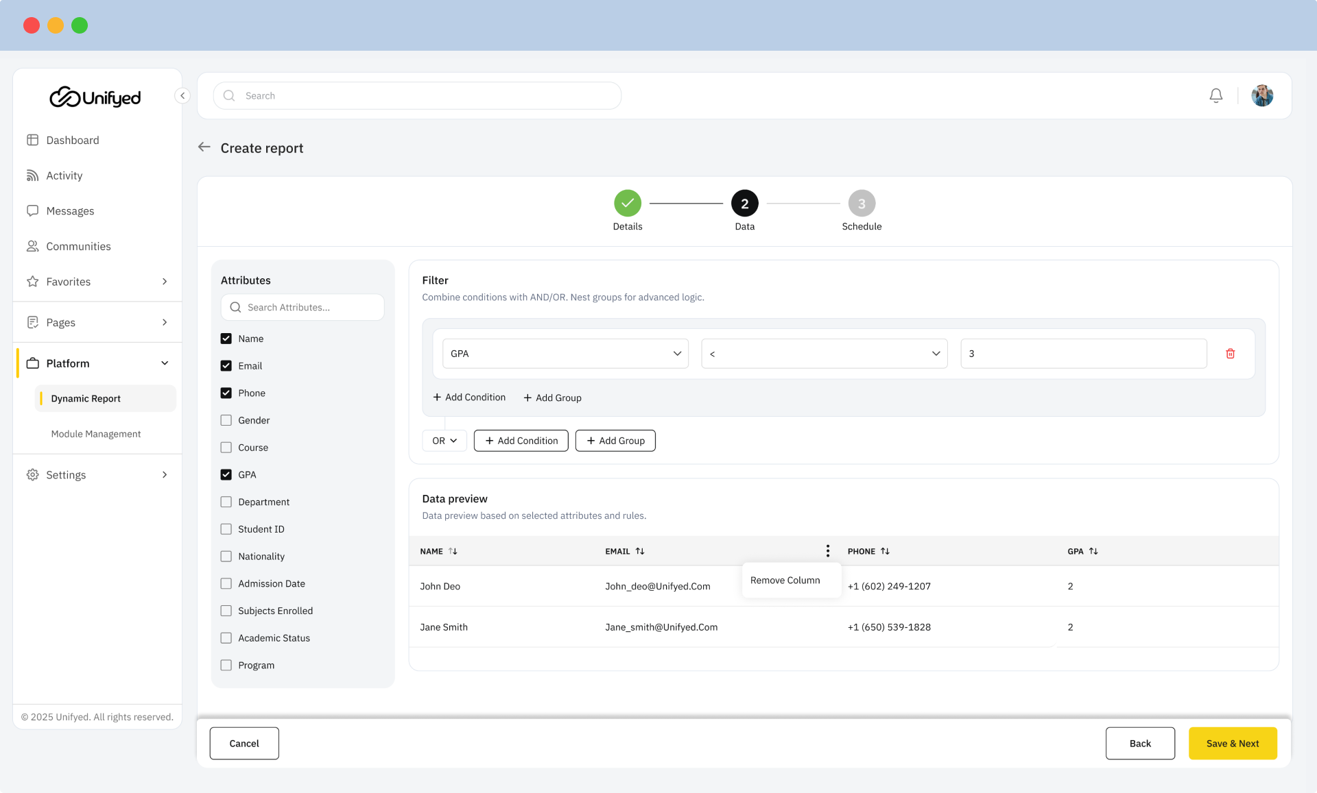 Dynamic Reports Builder