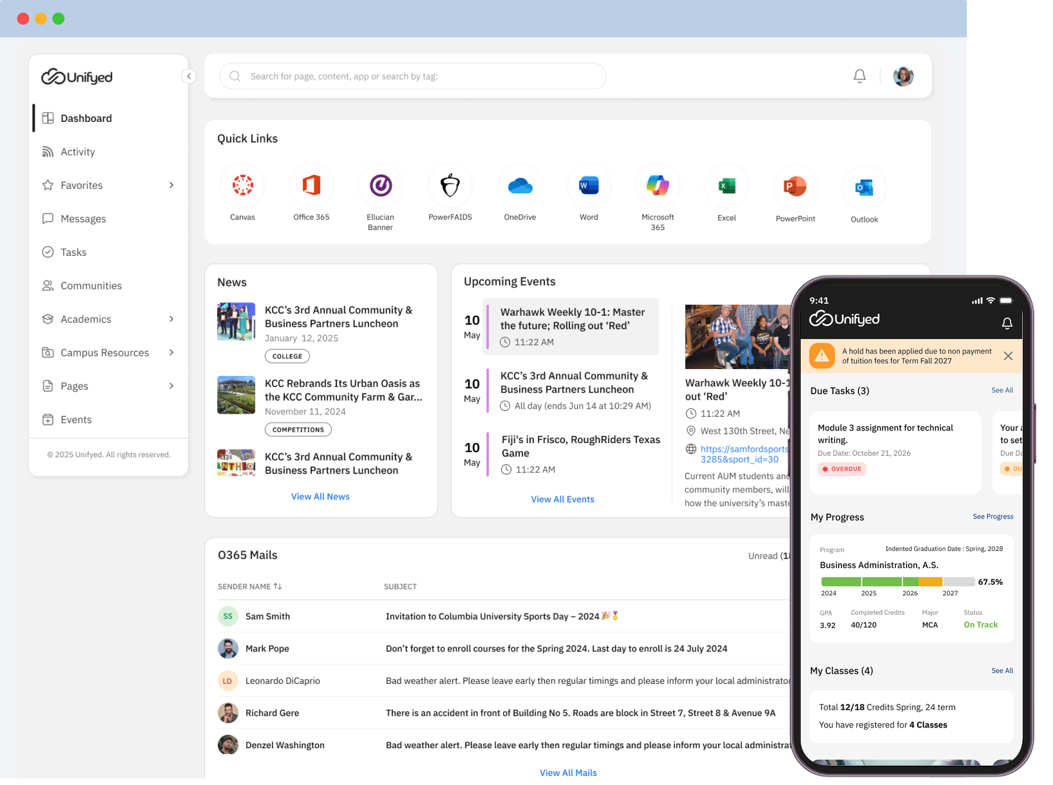 Unifyed StudentX Engagement-dashboard and mobile