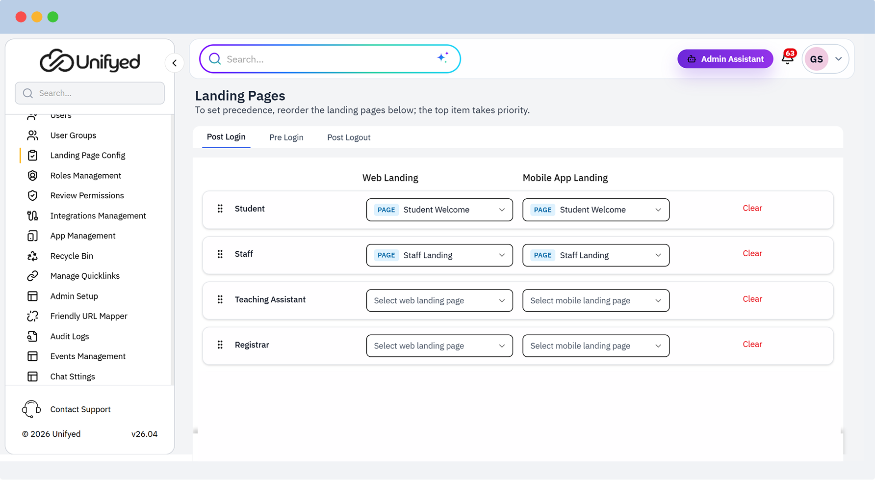 Role-Based Landing Pages